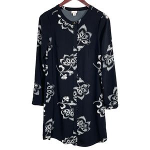 Merona Black and White Button Down Long Sleeve Dress Size XS